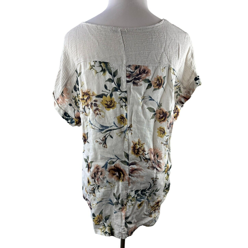 ✨2/$20 Lungo L'arno Cap Sleeve Linen Top Italy Lagonlook Floral Plus Size 1X - Picture 7 of 7